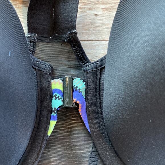 VSX Geo Print Bright Multi Colored Print Front Zip Sports Bra 32D - Picture 6 of 7